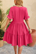 Load image into Gallery viewer, Swiss Dot Ruffled V-Neck Tiered Dress