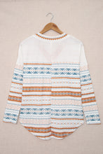 Load image into Gallery viewer, Geometric Print V-Neck Curved Hem Top