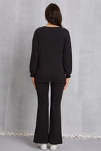 Load image into Gallery viewer, V-Neck Dropped Shoulder Top and Flare Pants Set