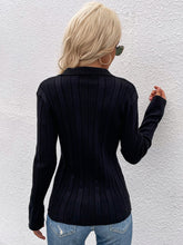 Load image into Gallery viewer, Buttoned Rib-Knit Collared Cardigan