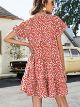 Load image into Gallery viewer, Leopard Short Flounce Sleeve Tiered Dress