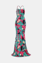 Load image into Gallery viewer, Botanical Print Halter Neck Crisscross Dress