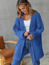 Load image into Gallery viewer, Open Front Long Sleeve Cardigan with Pockets