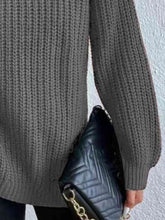 Load image into Gallery viewer, Full Size Turtleneck Rib-Knit Slit Sweater