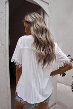 Load image into Gallery viewer, Buttoned Spliced Lace Blouse