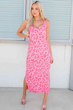 Load image into Gallery viewer, Leopard Sleeveless Slit Midi Dress