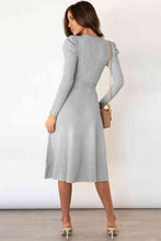 Load image into Gallery viewer, Round Neck Long Sleeve Tie Waist Sweater Dress