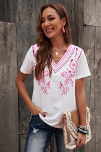 Load image into Gallery viewer, Floral Embroidery V-Neck Top