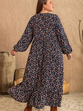 Load image into Gallery viewer, Plus Size Printed V-Neck Balloon Sleeve Dress