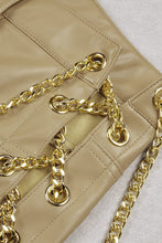 Load image into Gallery viewer, PU Leather Chain Detail Top and Lace-Up Pants Set