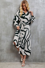 Load image into Gallery viewer, Tie-Waist Printed Button Up Dress