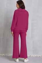Load image into Gallery viewer, Half Zip Collared Neck Sweatshirt and Pants Set
