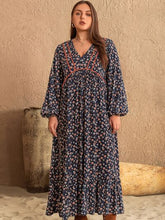 Load image into Gallery viewer, Plus Size Printed V-Neck Balloon Sleeve Dress