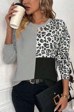 Load image into Gallery viewer, Leopard Color Block Round Neck T-Shirt