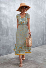 Load image into Gallery viewer, V-Neck Short Sleeve Printed Maxi Dress