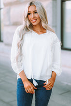 Load image into Gallery viewer, Swiss Dot Tassel Tie Blouse