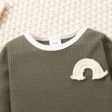 Load image into Gallery viewer, Baby Contrast Trim Waffle-Knit Long Sleeve Bodysuit