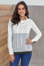 Load image into Gallery viewer, Color Block Raglan Sleeve Drawstring Sweatshirt
