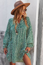 Load image into Gallery viewer, Printed Balloon Sleeve Ruffle Hem Dress
