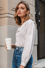 Load image into Gallery viewer, Lace Trim Button Front Puff Sleeve Shirt