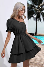 Load image into Gallery viewer, Layered Single Shoulder Flounce Sleeve Mini Dress