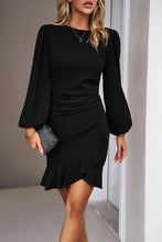 Load image into Gallery viewer, Ruched Ruffled Balloon Sleeve Mini Dress