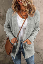 Load image into Gallery viewer, Open Front Long Sleeve Cardigan with Pockets
