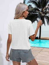 Load image into Gallery viewer, Cable-Knit Round Neck Short Sleeve Knit Top
