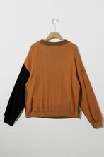 Load image into Gallery viewer, Contrast Round Neck Dropped Shoulder Sweater