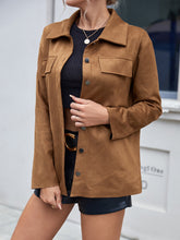 Load image into Gallery viewer, Button Front Turn-Down Collar Jacket