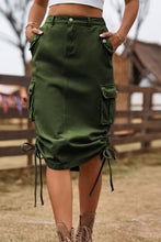 Load image into Gallery viewer, Drawstring Denim Cargo Skirt