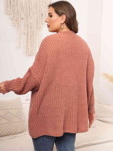 Load image into Gallery viewer, Plus Size Open Front Dropped Shoulder Knit Cardigan