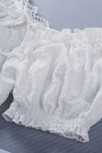Load image into Gallery viewer, Lace Trim Tie-Back Puff Sleeve Top
