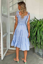 Load image into Gallery viewer, Striped Tie-Shoulder Tiered Dress