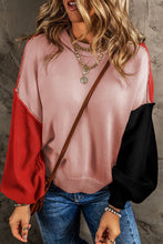 Load image into Gallery viewer, Contrast Round Neck Dropped Shoulder Sweater