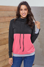 Load image into Gallery viewer, Color Block Raglan Sleeve Drawstring Sweatshirt
