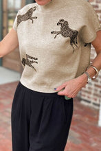 Load image into Gallery viewer, Animal Graphic Mock Neck Cap Sleeve Sweater