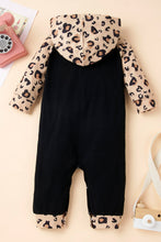 Load image into Gallery viewer, Girls Leopard Graphic Contrast Hooded Jumpsuit