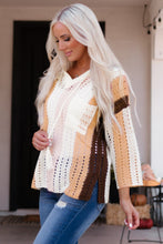 Load image into Gallery viewer, Color Block Openwork Hooded Sweater