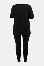 Load image into Gallery viewer, Plus Size V-Neck Slit Top and Pants Set