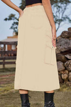 Load image into Gallery viewer, Slit Front Midi Denim Skirt with Pockets