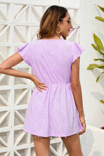 Load image into Gallery viewer, Decorative Button V-Neck Cap Sleeve Blouse