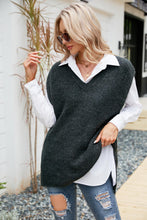Load image into Gallery viewer, V-Neck Side Slit Sweater Vest