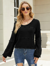 Load image into Gallery viewer, Pom-Pom Detail V-Neck Knit Sweater