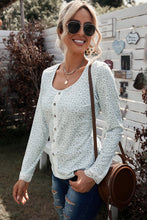 Load image into Gallery viewer, Leopard Buttoned Lace Trim Round Neck Top