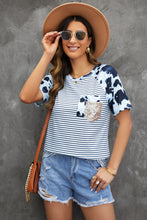 Load image into Gallery viewer, Mixed Print Sequin Pocket T-Shirt