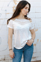 Load image into Gallery viewer, Lace Cutout Cold-Shoulder Top