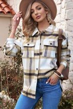 Load image into Gallery viewer, Plaid Dropped Shoulder Pocket Shacket