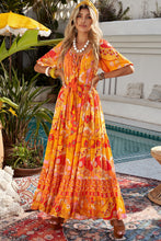 Load image into Gallery viewer, Bohemian Tie-Waist Tiered Maxi Dress