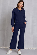 Load image into Gallery viewer, Half Zip Collared Neck Sweatshirt and Pants Set